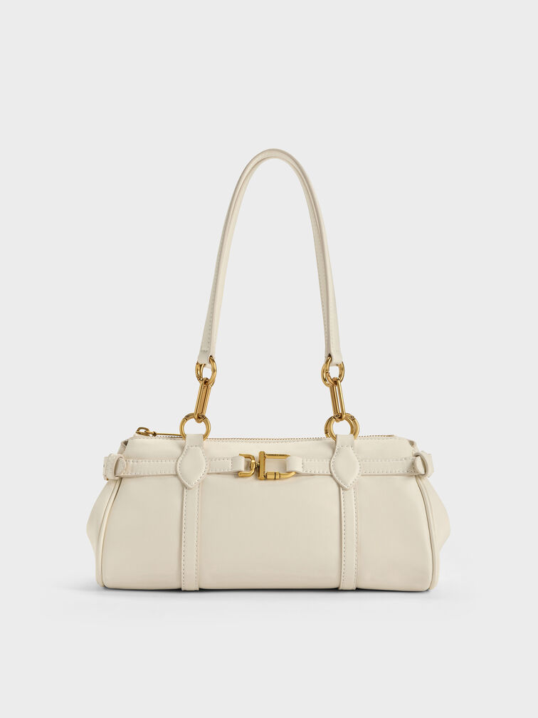 Tas Bahu Elongated Metallic-Accent Gwynne, Cream, hi-res