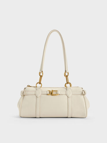Tas Bahu Elongated Metallic-Accent Gwynne, Cream, hi-res