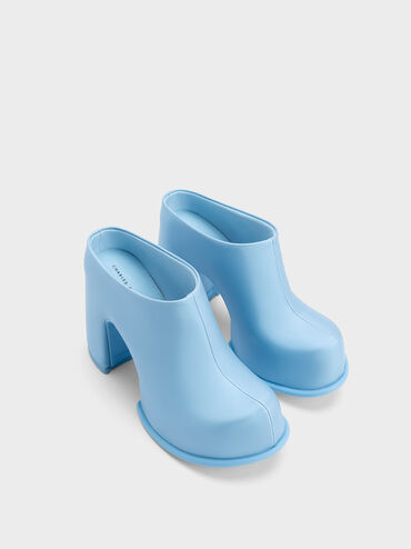 Sepatu Platform Mules Pixie, Blue, hi-res