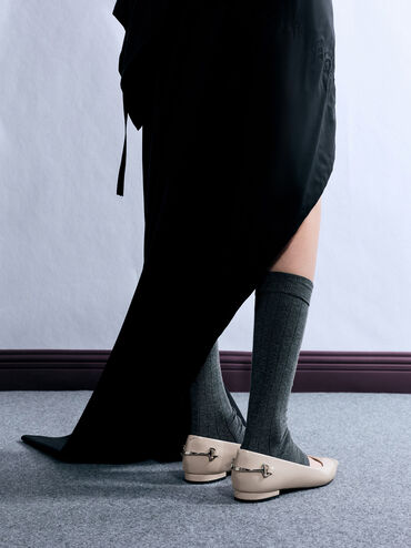 Erinna Metallic-Accent Pointed-Toe Flats, Sand, hi-res