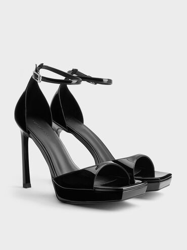 Sandal Heeled Platform Patent, Black Patent, hi-res