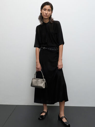 Tas Top Handle Noane Metallic, Pewter, hi-res