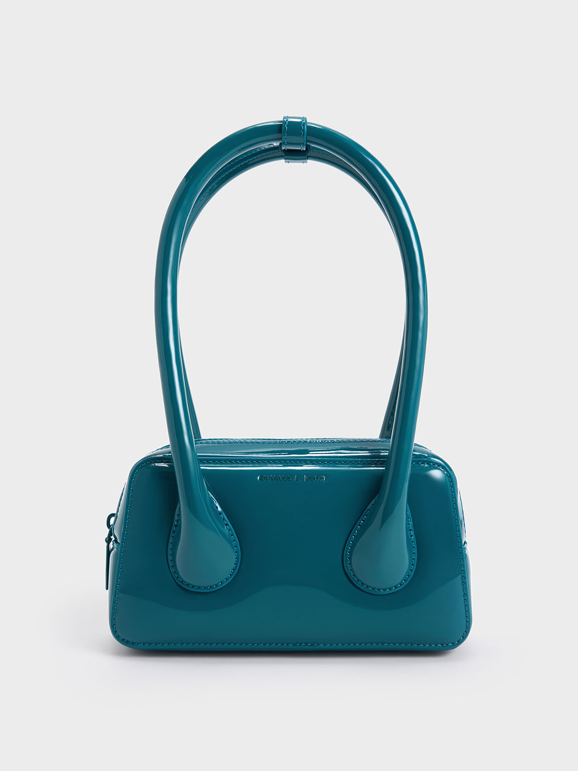 Tas Lula Patent Doublle Handle, Turquoise, hi-res