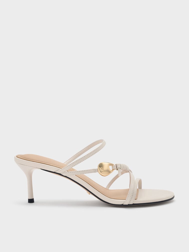 Sepatu Mules Heeled Strappy Leather Adema, Chalk, hi-res