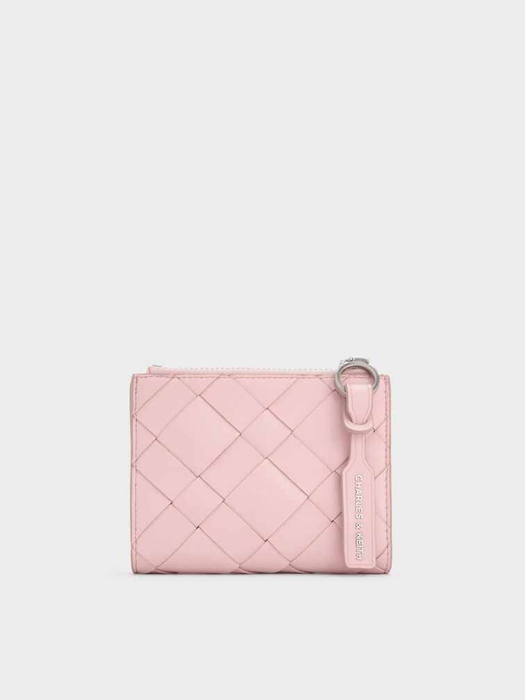 Ivette Woven Top-Zip Small Wallet, Cotton Candy Pink, hi-res