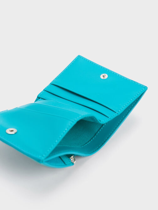 Marble-Print Bi-Fold Small Wallet, Blue, hi-res