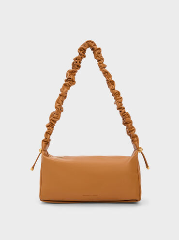 Cosette Ruched Handle Bag, Chocolate, hi-res