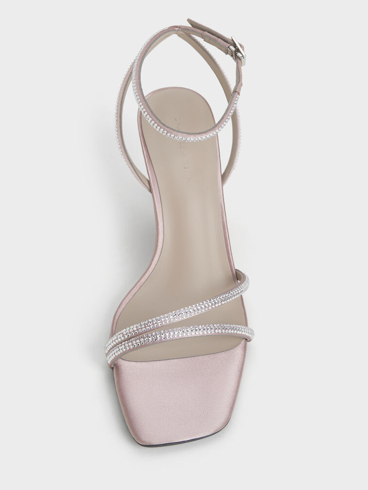Sandal Stiletto Crystal Satin, Mauve, hi-res