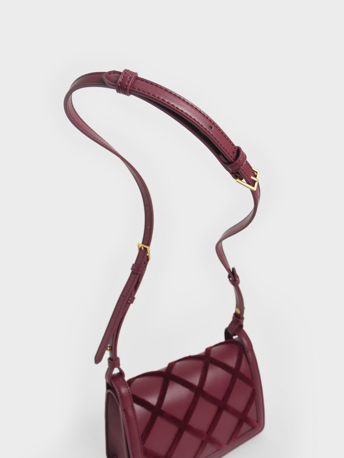 Cleo Beaded Handle Shoulder Bag, Burgundy, hi-res
