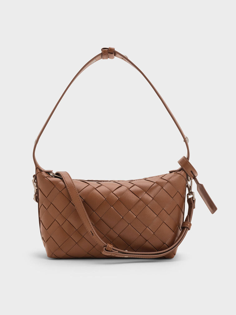 Tas Bahu Woven Ivette, Chocolate, hi-res
