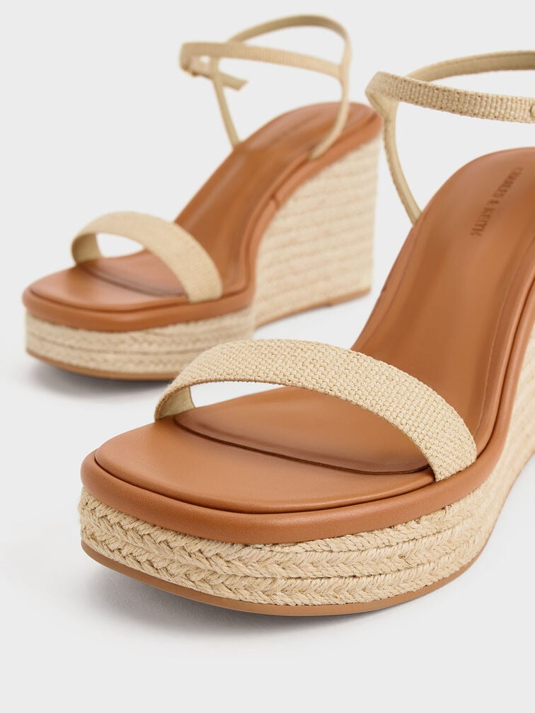 Sepatu Wedges Espadrille Woven, Sand, hi-res
