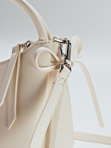 Tas Top Handle Bow Hazel, Cream, hi-res