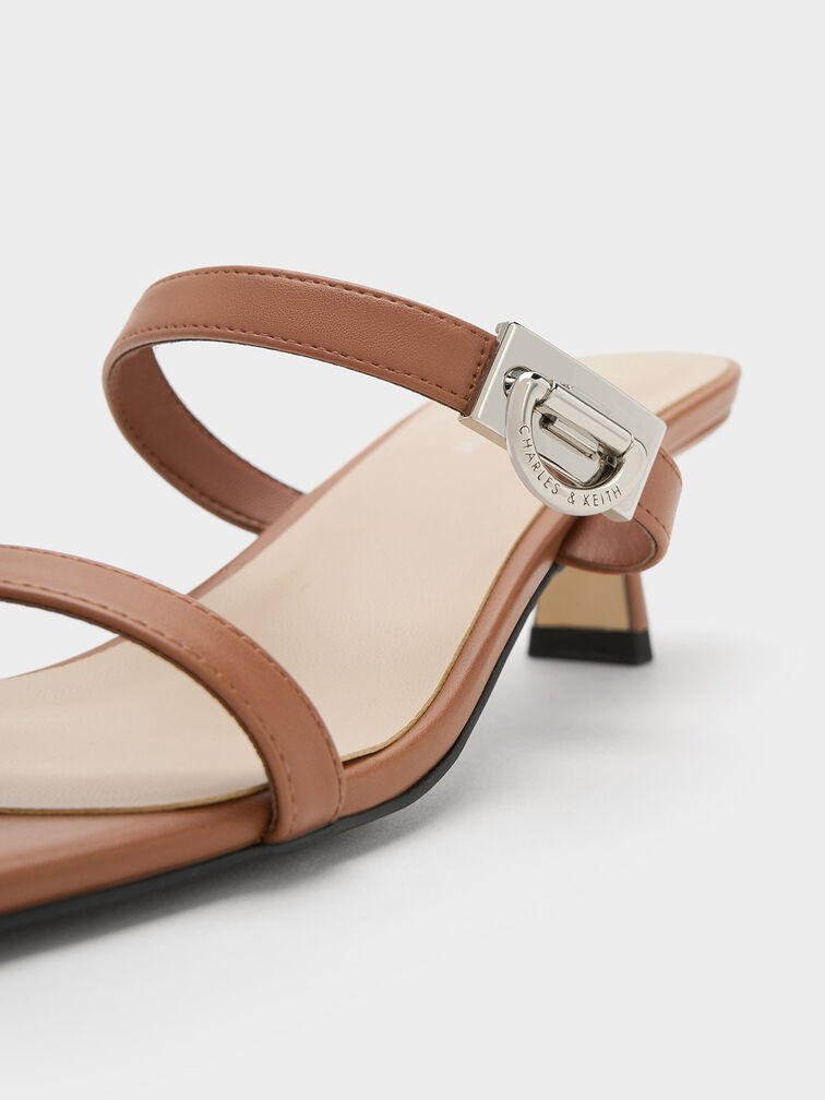 Metallic Accent Double Strap Mules, Brown, hi-res