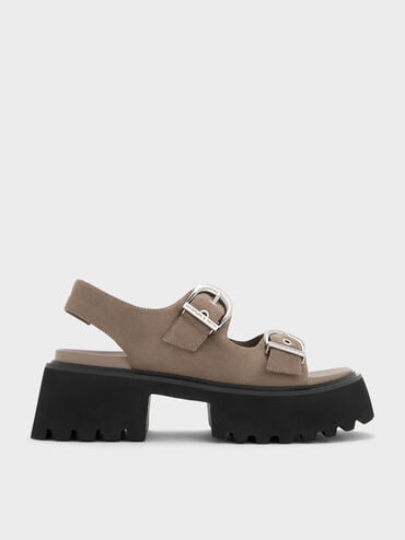 Nadine Faux Suede Slingback Platform Sandals, Taupe, hi-res