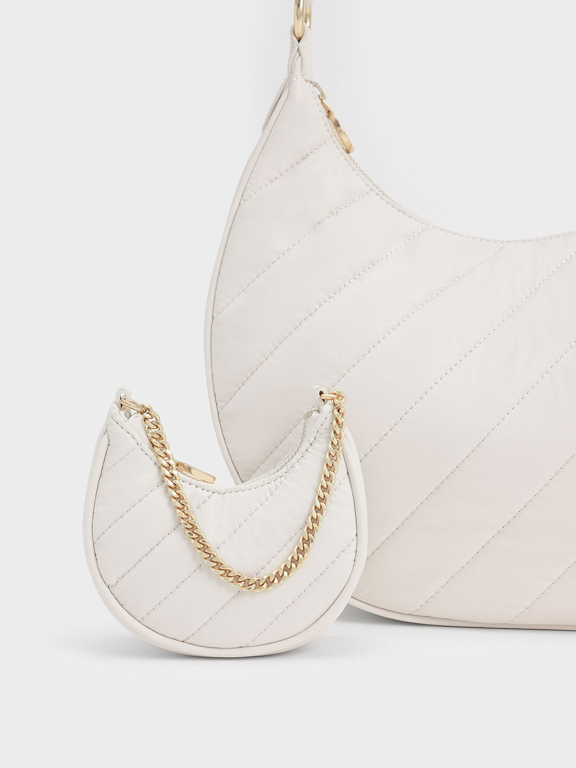 Chailly Panelled Hobo Bag, Cream, hi-res