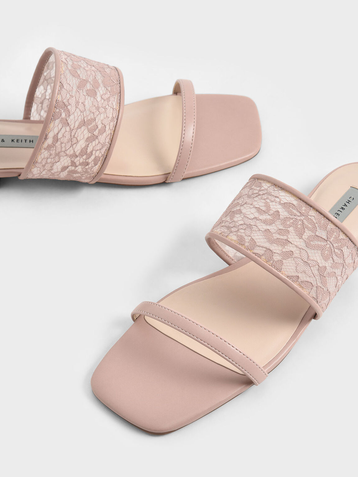 Sandal Slide Lace & Mesh, Pink, hi-res