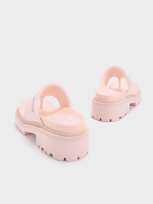 Sandal Thong Padded Ridged-Sole, Light Pink, hi-res