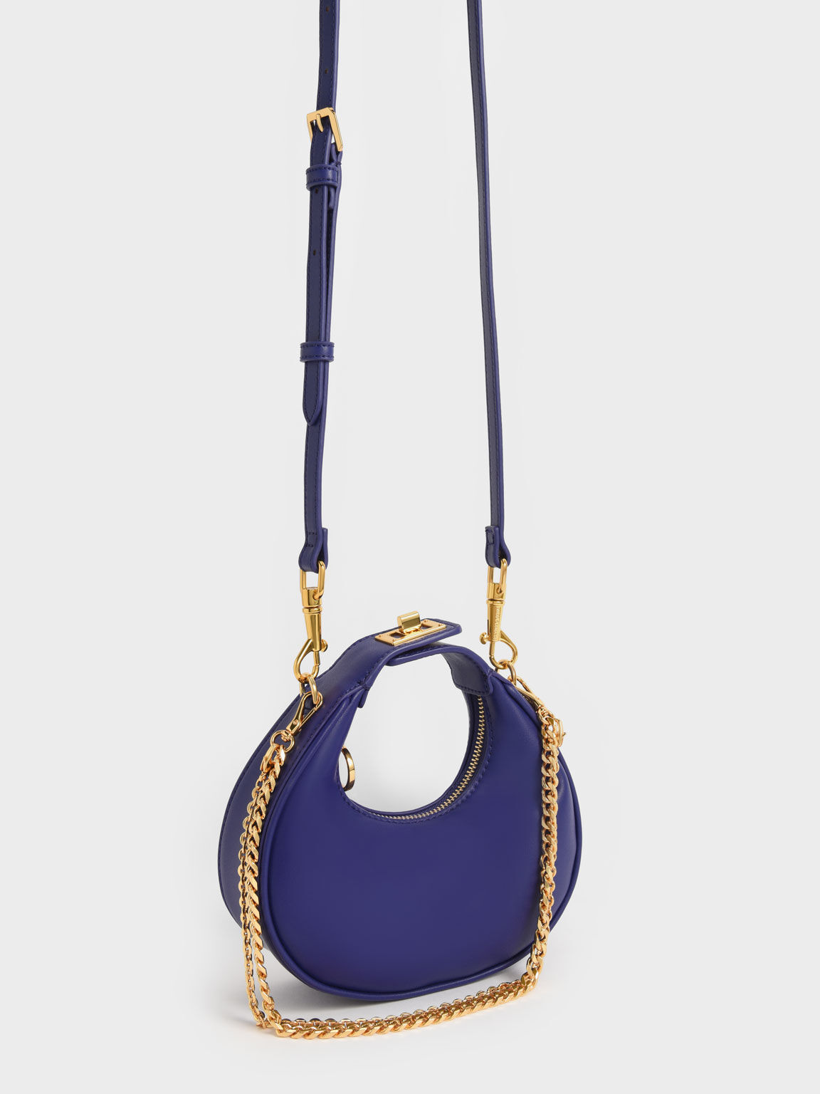 Mini Crescent Hobo Bag, Blue, hi-res