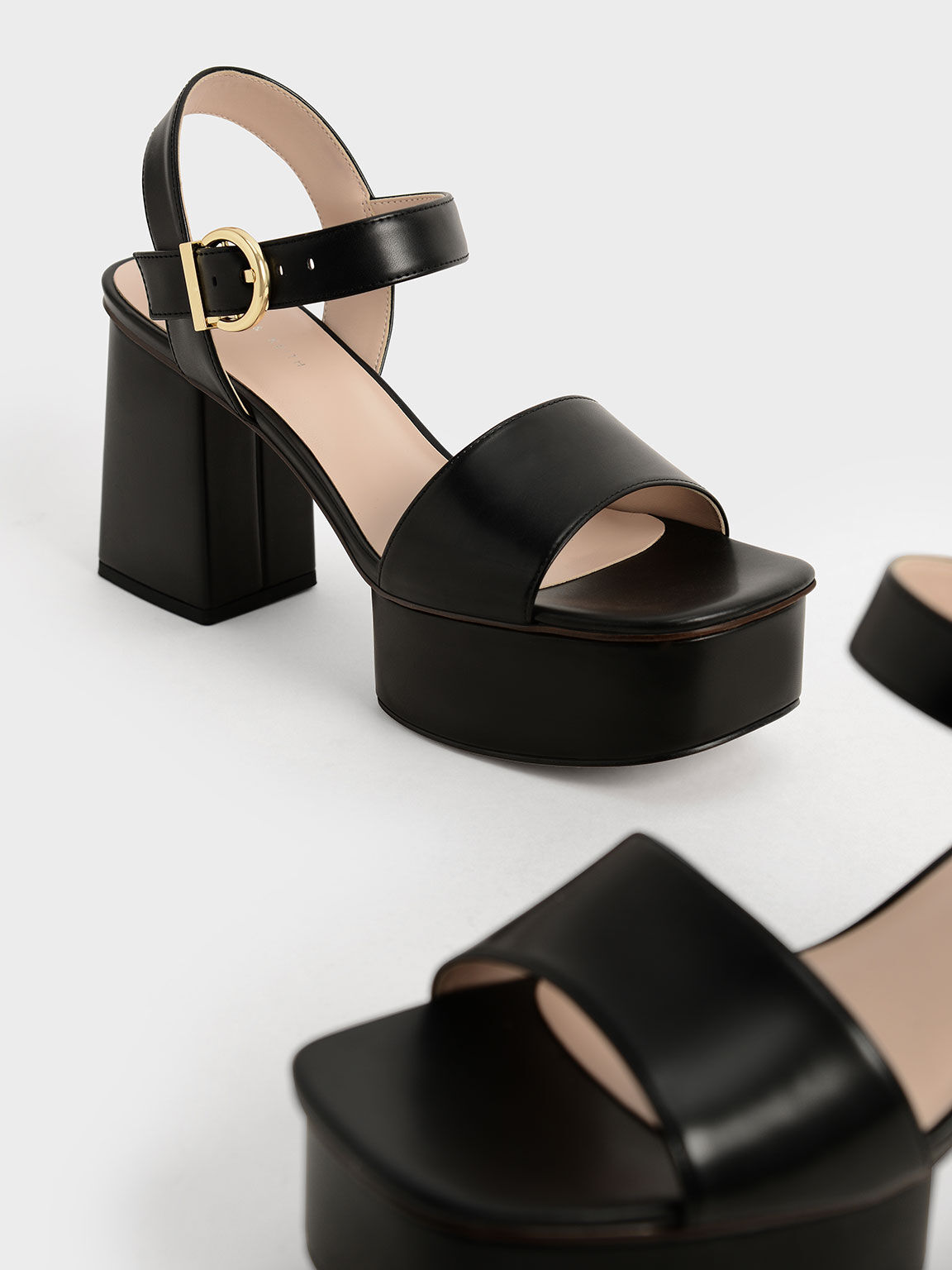 Sandal Platform Ankle Strap, Black, hi-res