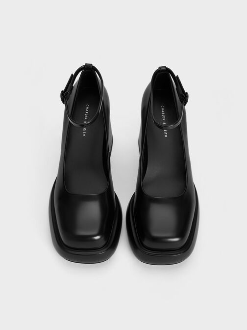 Sepatu Platform Pumps Ankle-Strap Monique, Black Box, hi-res