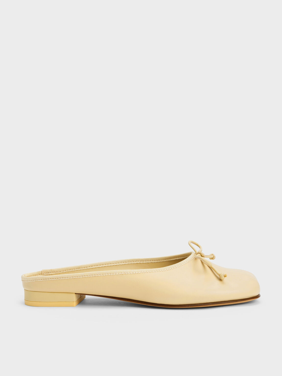 Sepatu Flats Slip-On Bow, Yellow, hi-res