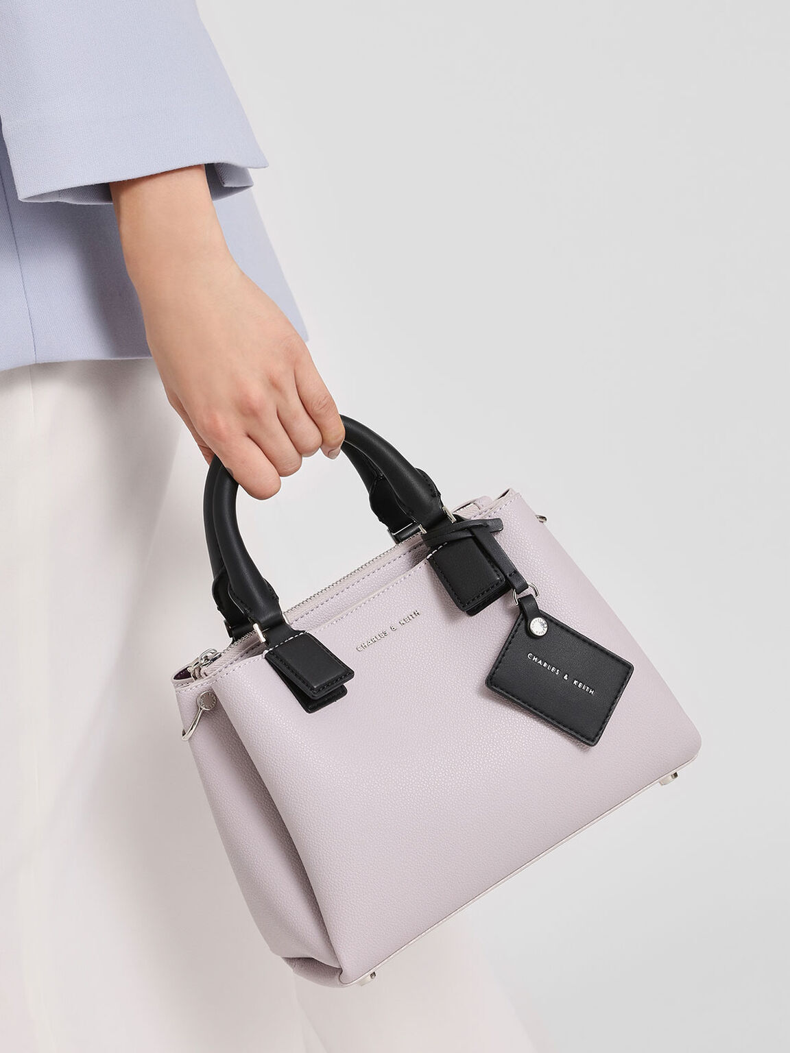 Top Handle Structured Bag, Lilac, hi-res