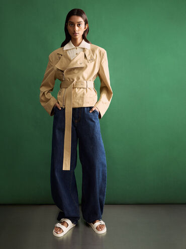 Gem-Buckle Double-Strap Sandals, Chalk, hi-res