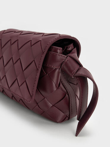 Tas Selempang Woven Ivette, Wineberry Red, hi-res