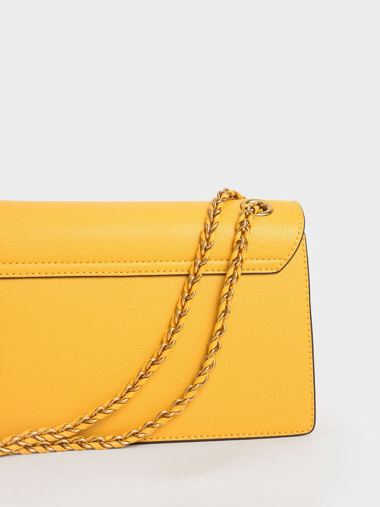 Chain Strap Evening Bag, Yellow, hi-res