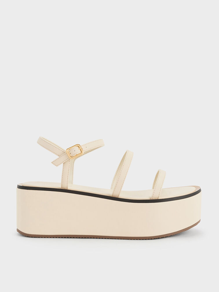 Sandal Flatform Wedge Strappy, Chalk, hi-res