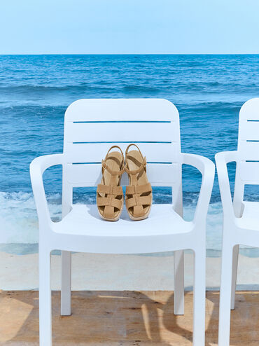 Sandal Espadrille Flatform Cafed Faux Suede, Sand, hi-res