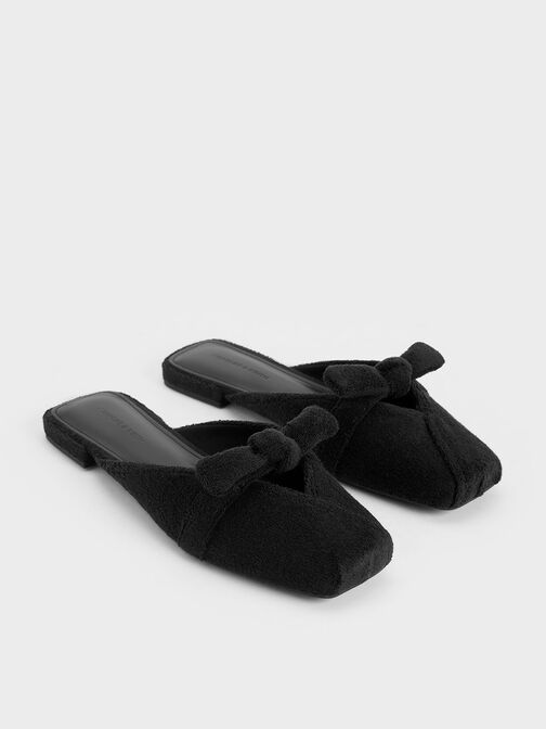 Sepatu Mules Knotted Loey Textured, Black Textured, hi-res