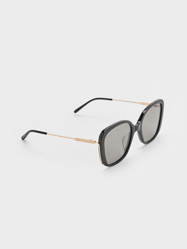 Kacamata Butterfly Recycled Acetate Wide-Frame, Black, hi-res