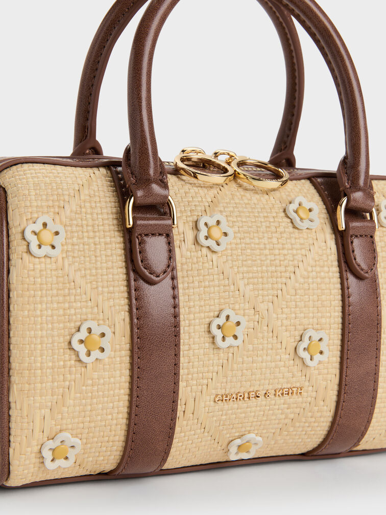 Tas Bowling Flower Philomena Raffia, Beige, hi-res
