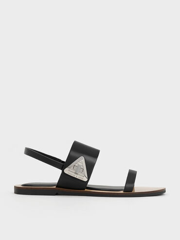 Trice Metallic Accent Double Strap Sandals, Black, hi-res