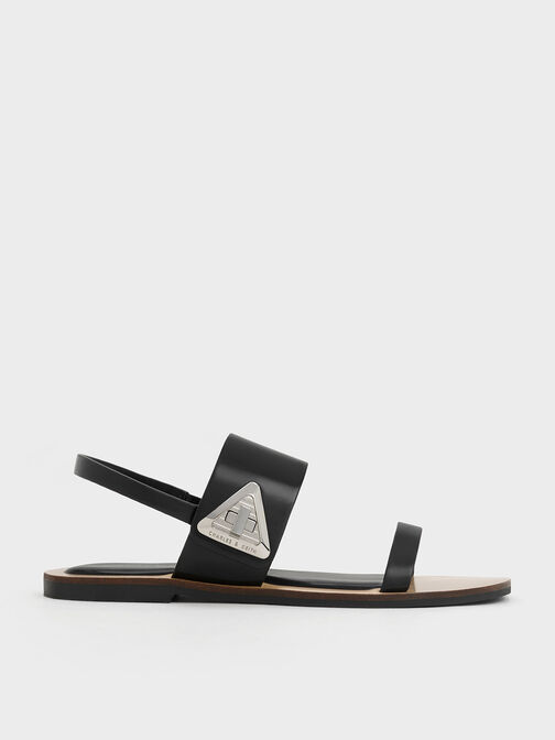 Sandal Double Strap Trice Metallic Accent, Black, hi-res