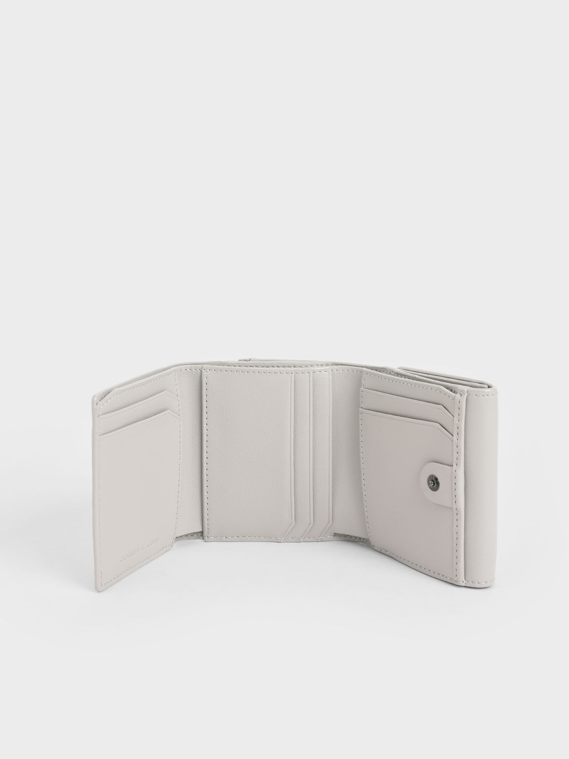 Edna Metallic Turn-Lock Short Wallet, Light Grey, hi-res