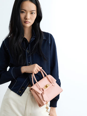 Tas Tote Turn-Lock Kerry Mini, Pink, hi-res