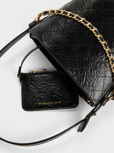 Tas Bucket Chain Quilted Duo, Black, hi-res
