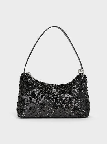 Jesmyn Sequinned Two-Way Bag, Noir, hi-res