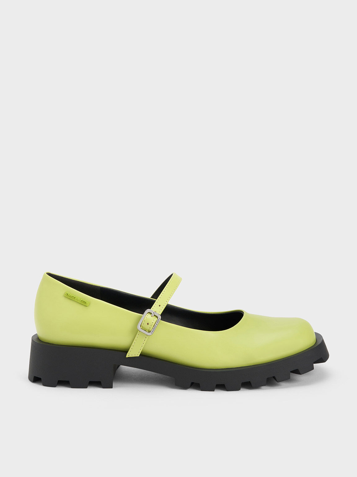 Sepatu Mary Janes Rounded Square-Toe, Lime, hi-res