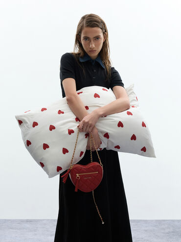 Tas Selempang Quilted Heart Pafutto, Tomato Red, hi-res