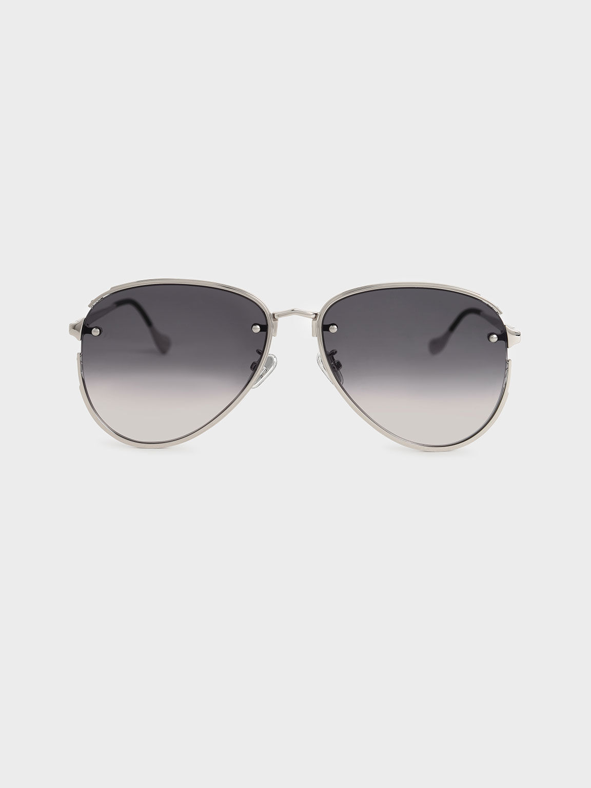 Tinted Aviator Sunglasses, Silver, hi-res