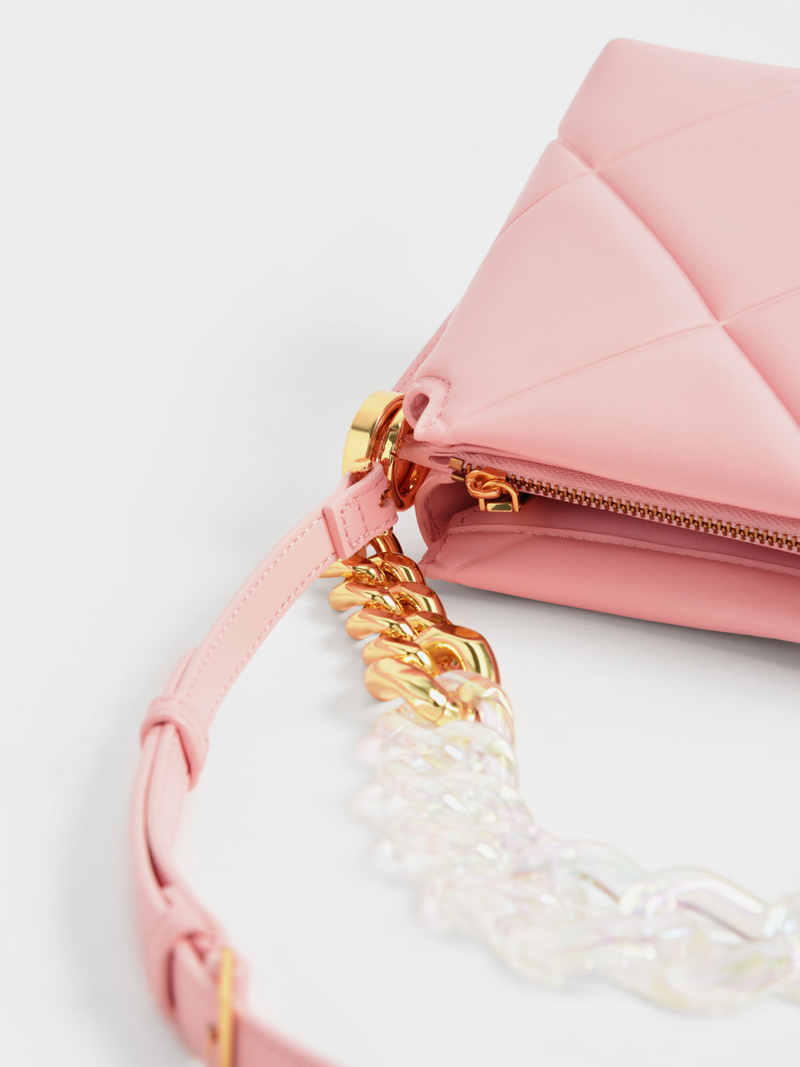Danika Chunky Chain Padded Bag, Light Pink, hi-res