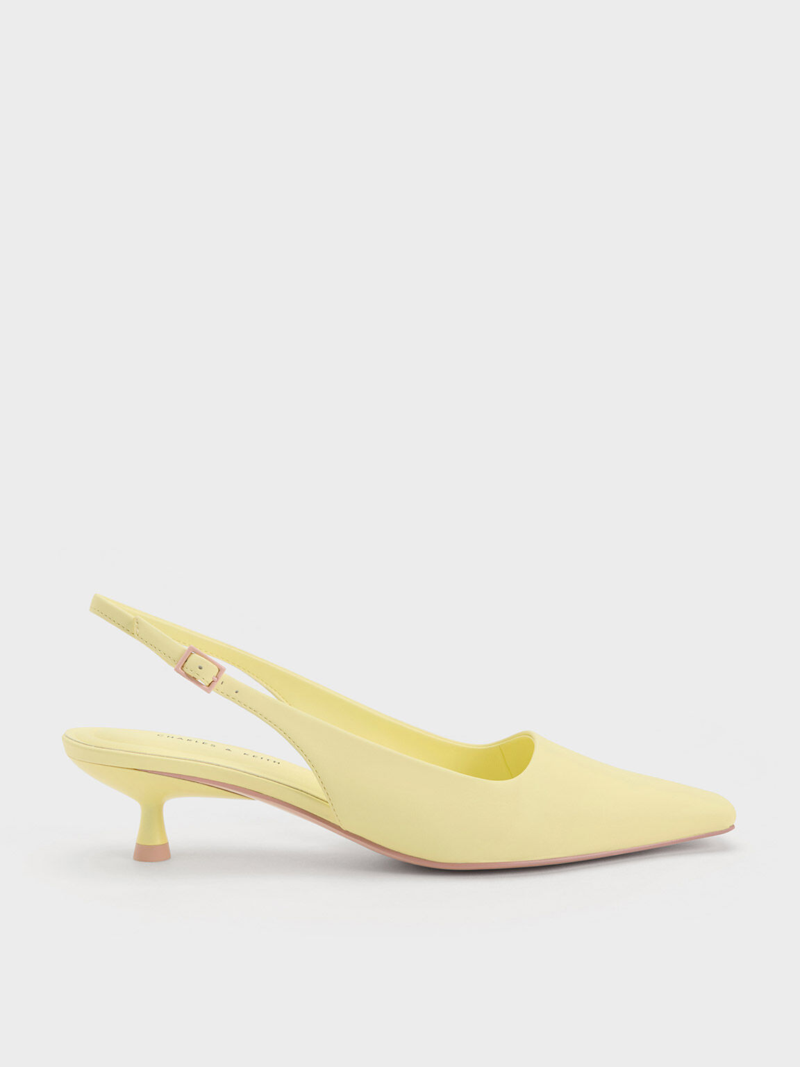 Sepatu Pumps Slingback Square-Toe Vita, Yellow, hi-res