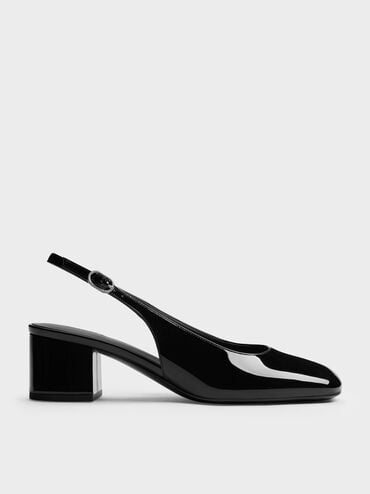 Danni Patent Slingback Pumps, Black Patent, hi-res