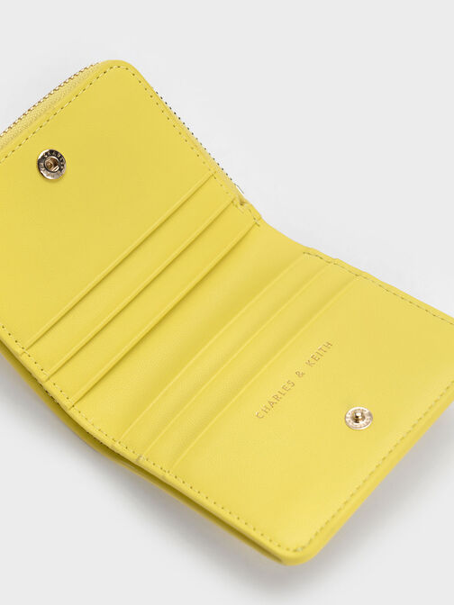 Card Holder Plaid Zip Around, Yellow, hi-res