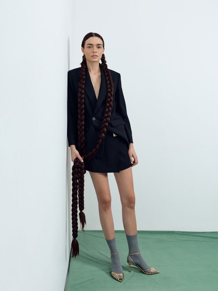 Sandal Stiletto Peep-Toe Jaylene Metallic Leather, Gold, hi-res