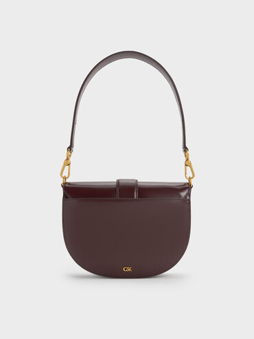 Gabine Leather Saddle Bag, Plum, hi-res
