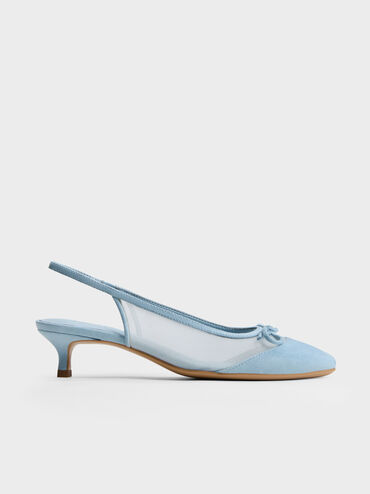 Sepatu Pumps Mesh Bow Slingback Mulligan, Light Blue, hi-res